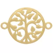 Intercalaire rond ajouré 13.5 mm - motif arbre de vie - Argent 925 Doré à l'or fin