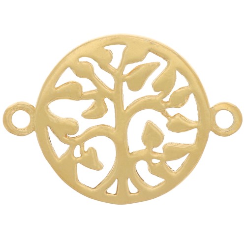 Intercalaire rond ajouré 13.5 mm - motif arbre de vie - Argent 925 Doré à l'or fin
