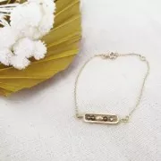 Intercalaire rectangle arrondi 29x6 mm - Argent 925 Doré à l'or fin x1