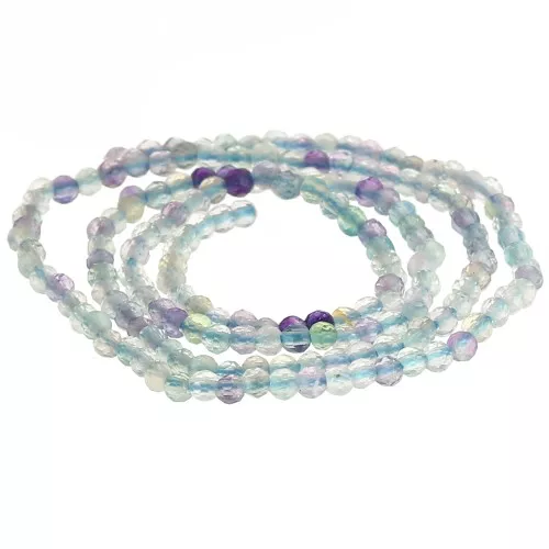 Perles rondes facettées 2 mm pierre gemme - Fluorite x32cm