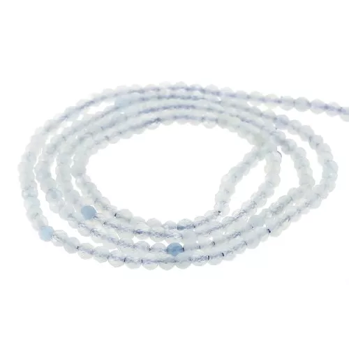 Perles rondes facettées 2 mm pierre gemme - Aigue-marine x32cm
