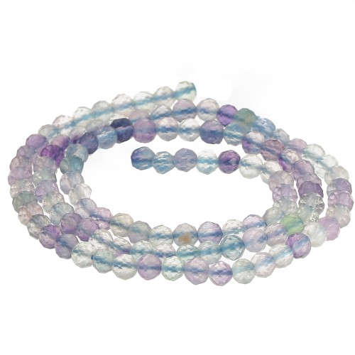 Perles rondes facettées 3 mm pierre gemme - Fluorite x31cm