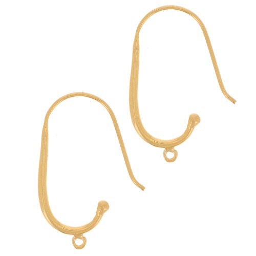 Crochets d'oreilles fil 30 mm avec anneau ouvert - Argent 925 Doré à l'or fin x2