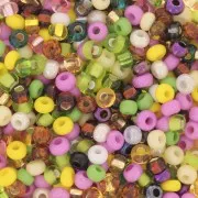 Perles rocailles Preciosa 8/0 3 mm - Mix Opaque - Transparent - Rose - Vert x20g