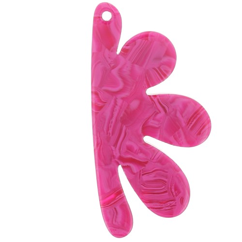 Pendentif demi-fleur 53x26 mm en acétate - Framboise marbré x1