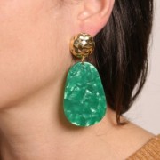 Pendentif ovale 50x33 mm en acétate - Vert nacré x1