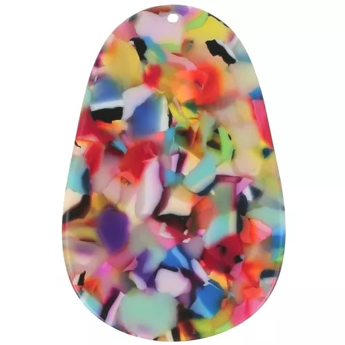 Pendentif ovale 50x33 mm en acétate - Ecaille de tortue - Multicolore x1