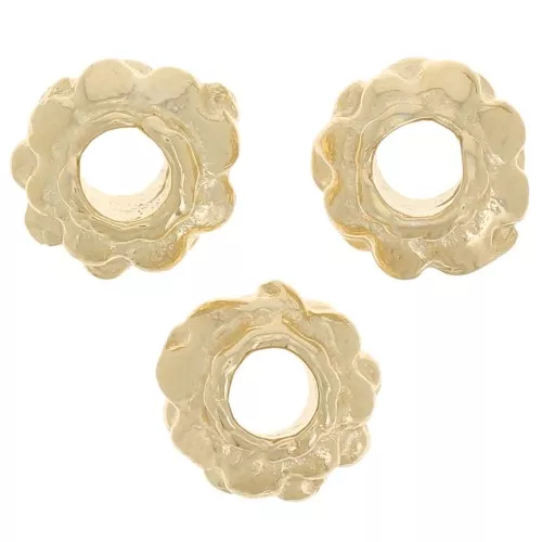Perles rondes aplaties forme fleur 5 mm - Doré à l'or fin x10