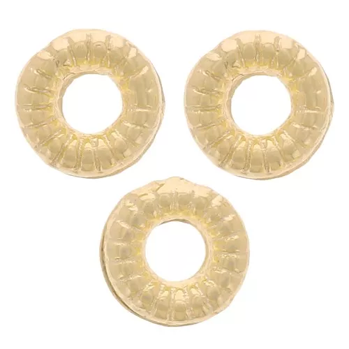 Perles rondelles plates striées 4 mm - Doré à l'or fin x10