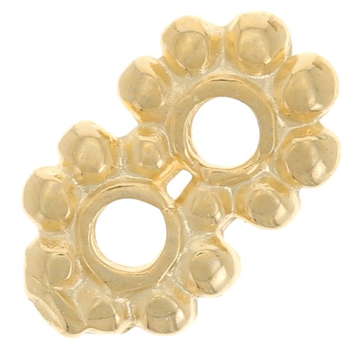 Intercalaires rondelles fleurs 2 rangs 9x5 mm - Doré à l'or fin x10
