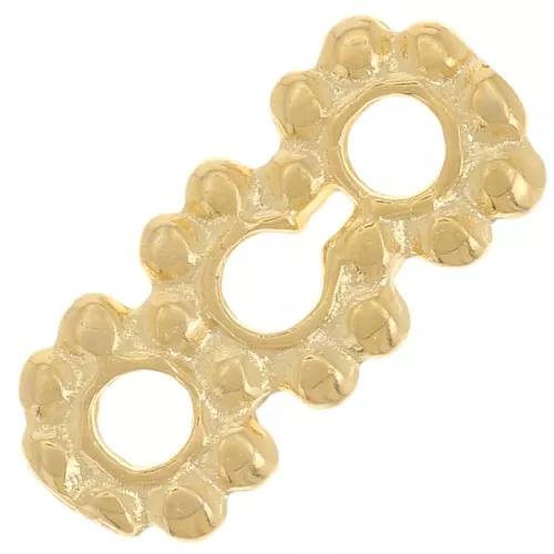 Intercalaires rondelles fleurs 3 rangs 12x5 mm - Doré à l'or fin x5