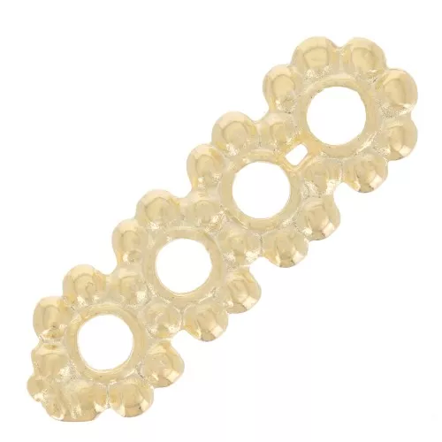 Intercalaires rondelles fleurs 4 rangs 16x5 mm - Doré à l'or fin x5