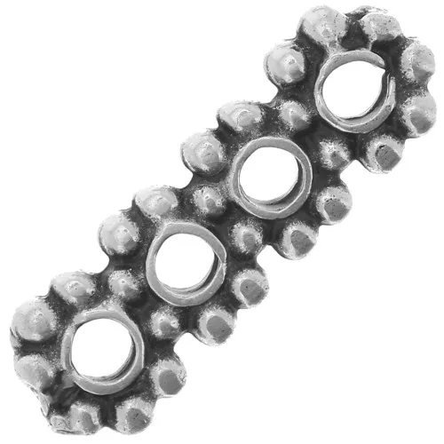 Intercalaires rondelles fleurs 4 rangs 16x5 mm - Argenté vieilli x5
