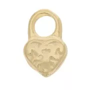 Mini breloques cadenas coeur texturé 9x6 mm - Doré à l'or fin x4