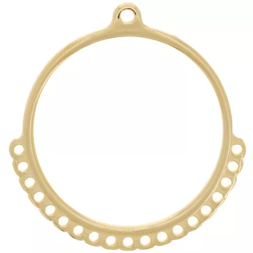 Pendentif chandelier cercle évidé 32 mm multi-trous - Doré à l'or fin x1