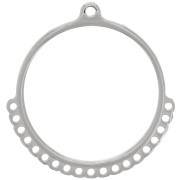 Pendentif chandelier cercle évidé 32 mm multi-trous - Argenté vieilli x1