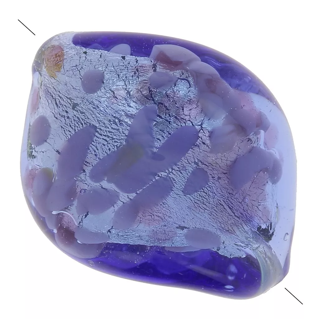 Collier Perles De Verre Murano Torsadé Avec Feuilles D'argent - Perles Blanches, Argent Et Or, Neuf Sans Emballage