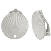 Clips d'oreilles rond effet plissé 15 mm avec un trou - Placage Argent fin x2|raw }}