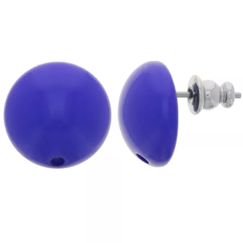 Clous d'oreilles ronds 14 mm en résine - Bleu royal x2
