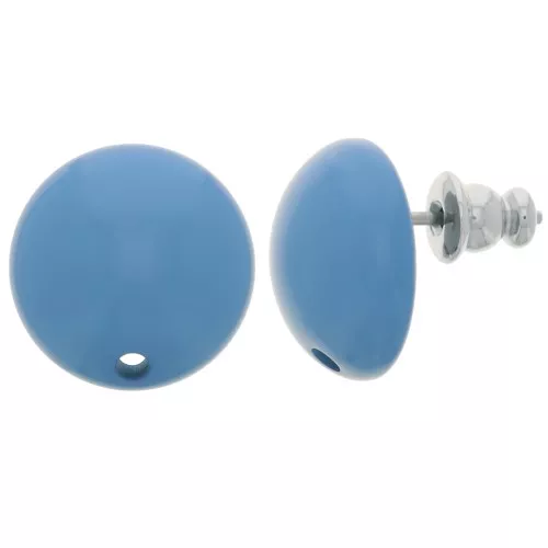 Clous d'oreilles ronds 14 mm en résine - Bleu lapis x2