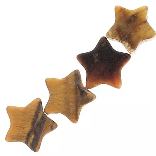 Perles étoile 4 mm en pierre gemme - Oeil de tigre x4