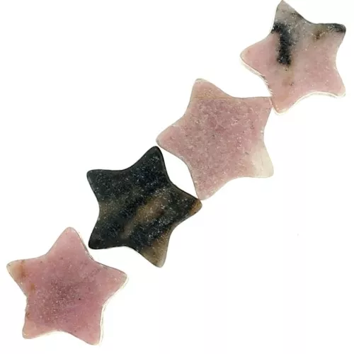 Perles étoile 4 mm en pierre gemme - Rhodonite x4