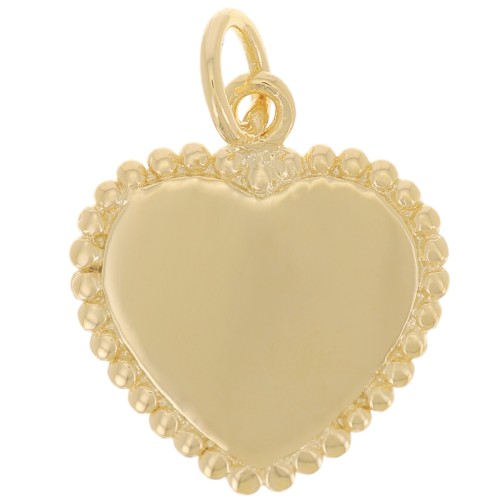 Pendentif coeur avec petites boules 16x14 mm - Plaqué Or 3 microns x1