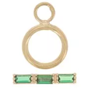 Fermoir T 9 mm - barre avec oxyde de zirconium - Plaqué Or 3 microns - Vert x1