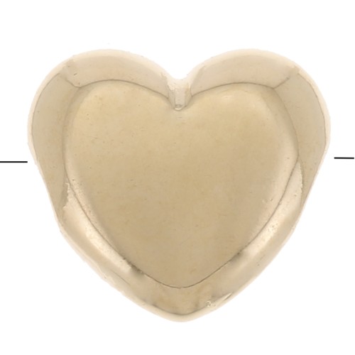 Perle plate coeur 6x7 mm - Plaqué Or 3 microns x1
