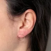 Boucles d'oreilles cercle évidé diamanté 16 mm - Plaqué Or 3 microns x2