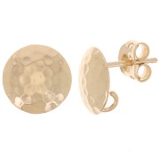 Clous d'oreilles rond martelé 11 mm - anneau ouvert - Plaqué Or 3 microns x2|raw }}