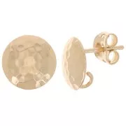 Clous d'oreilles rond martelé 11 mm - anneau ouvert - Plaqué Or 3 microns x2