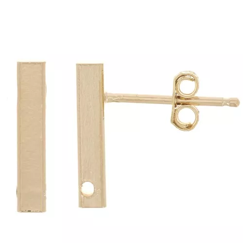 Clous d'oreilles barre 13x3 mm avec un trou - Plaqué Or 3 microns x2