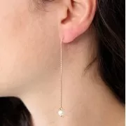 Chaines d'oreilles traversantes  maille Vénitienne 62mm anneau fermé - Plaqué Or 3 microns x2