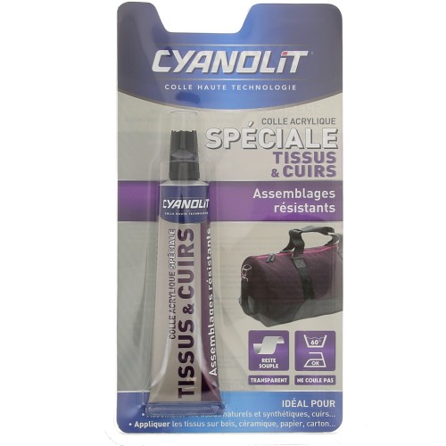 Colle Cyanolit - Colle acrylique spéciale tissus et cuirs - Transparent x30ml