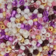 Perles rocailles Preciosa 8/0 3 mm - Mix Opaque - Transparent Pêche - Violet x20g