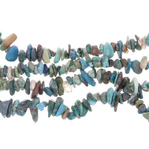 Perles chips 5 - 8 mm en pierre gemme  - Chrysocolle x80cm