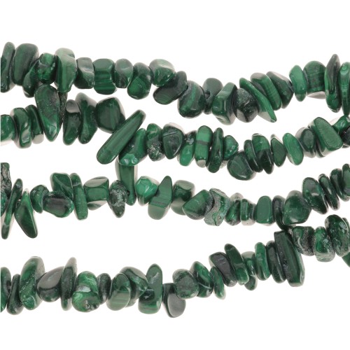Perles chips 5 - 8 mm en pierre gemme - Malachite x78cm