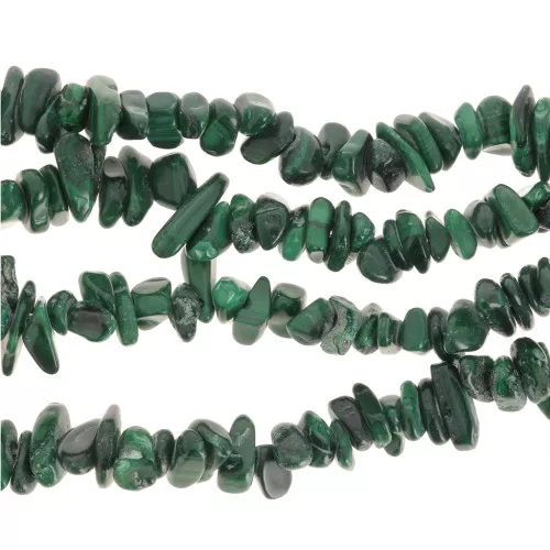Perles chips 5 - 8 mm en pierre gemme - Malachite x78cm