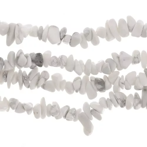 Perles chips 5 - 8 mm en pierre gemme  - Howlite x80cm