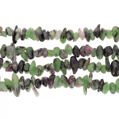 Perles chips 5 - 8 mm en pierre gemme - Rubis Zoisite x80cm