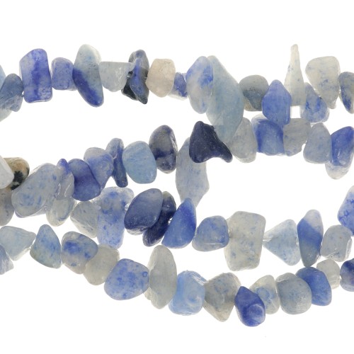 Perles chips 5 - 8 mm en pierre gemme  - Aventurine bleue x80cm