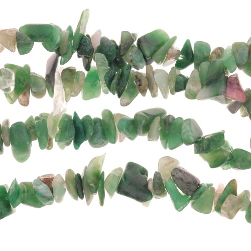 Perles chips 5 - 8 mm en pierre gemme - Jade verte x80cm