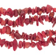 Perles chips 5 - 8 mm en bambou de mer teinté - Rouge corail x80cm