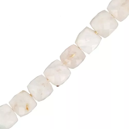 Perles cube facetté 4.5x4.5 mm en pierre gemme - Pierre de lune x10