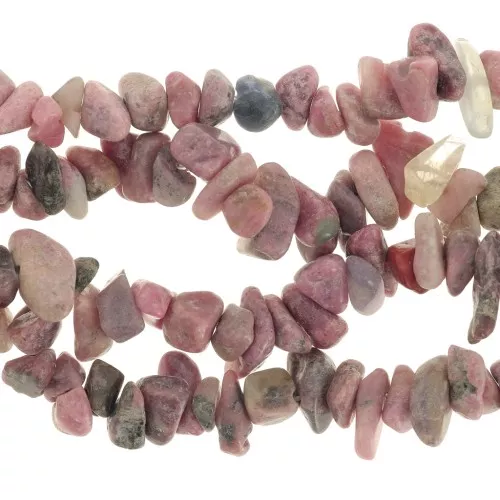 Perles chips 5 - 8 mm en pierre gemme - Rhodonite x78cm