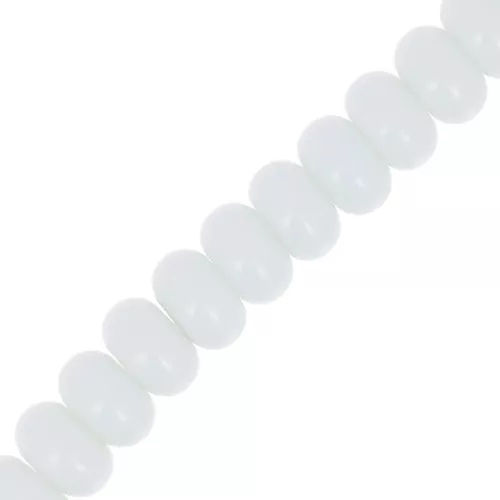 Perles rondelles - Heishi en verre 8x5 mm - Blanc x40cm