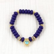 Perles rondelles - Heishi en verre 8x5 mm - Bleu foncé x40cm