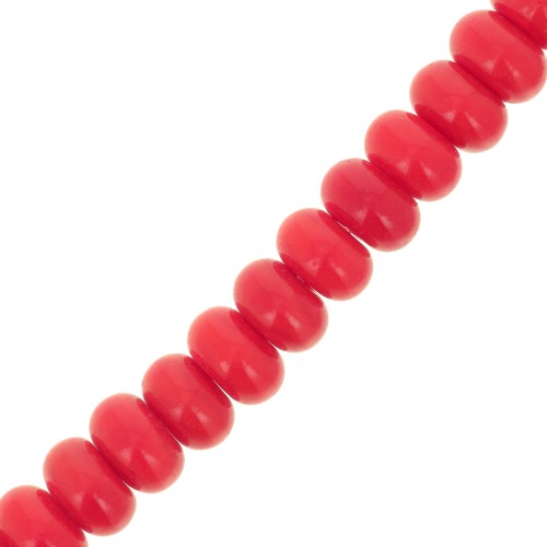 Perles rondelles - Heishi en verre 8x5 mm - Rouge x40cm