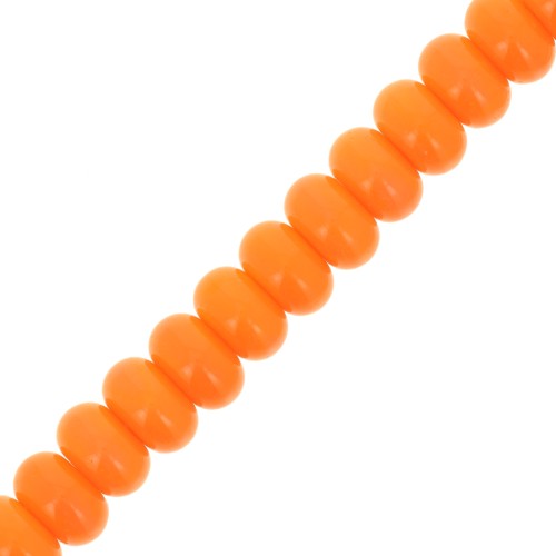 Perles rondelles - Heishi en verre 8x5 mm - Orange x40cm